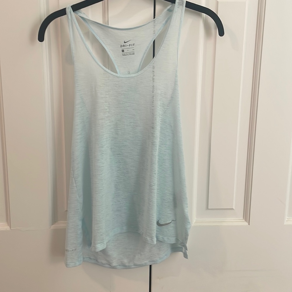 Women’s Pale Blue Nike Dri-Fit Sheer Tank Top